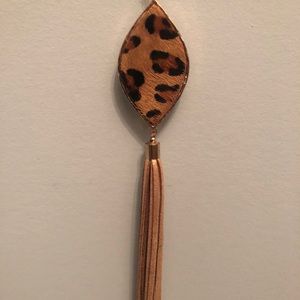 Long gold& leopard necklace